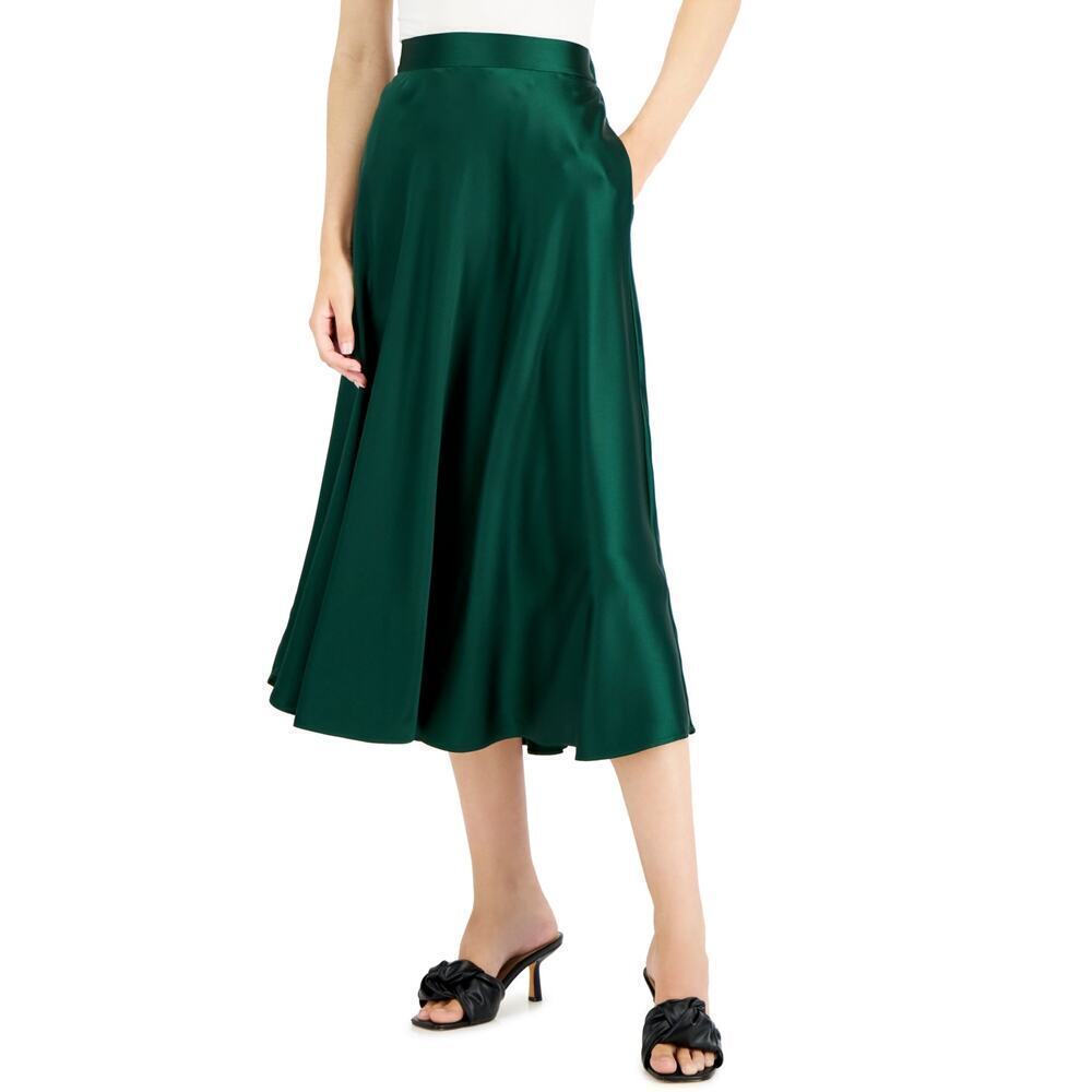 NWT Alfani Women's Green Cedar Balsam A-Line Midi Skirt Size 6